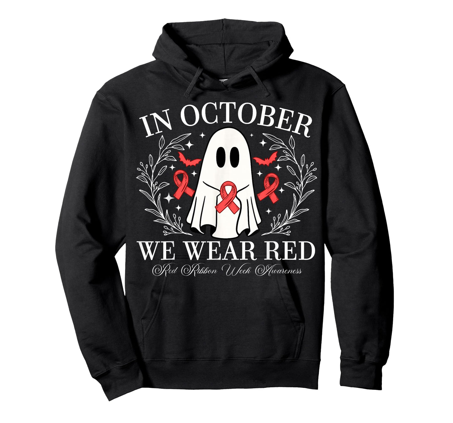 Red Ribbon Week Ghost Design In October We Wear Red T-Shirt