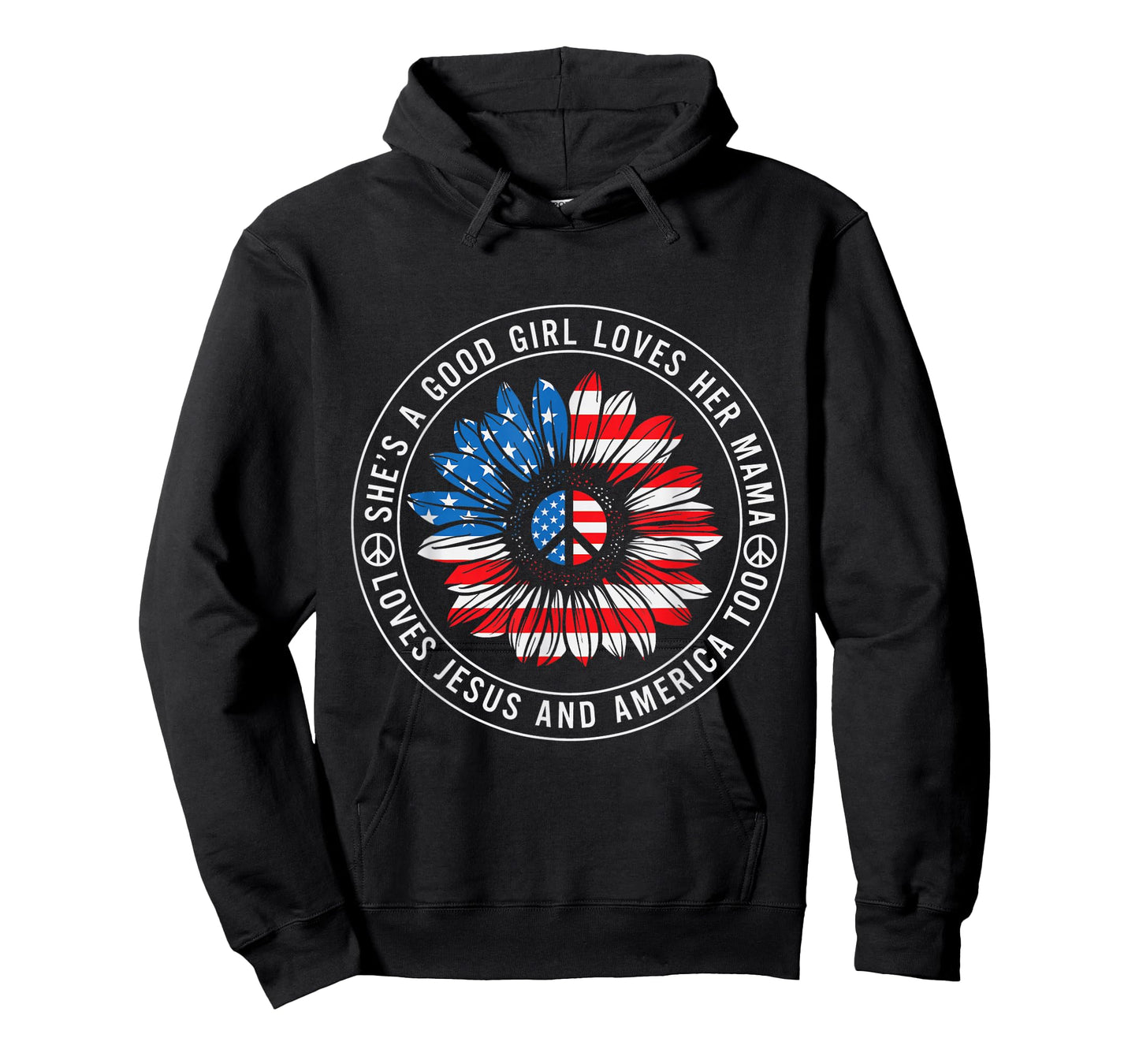 She Loves Her Mama Jesus and America Peace Sign T-Shirt