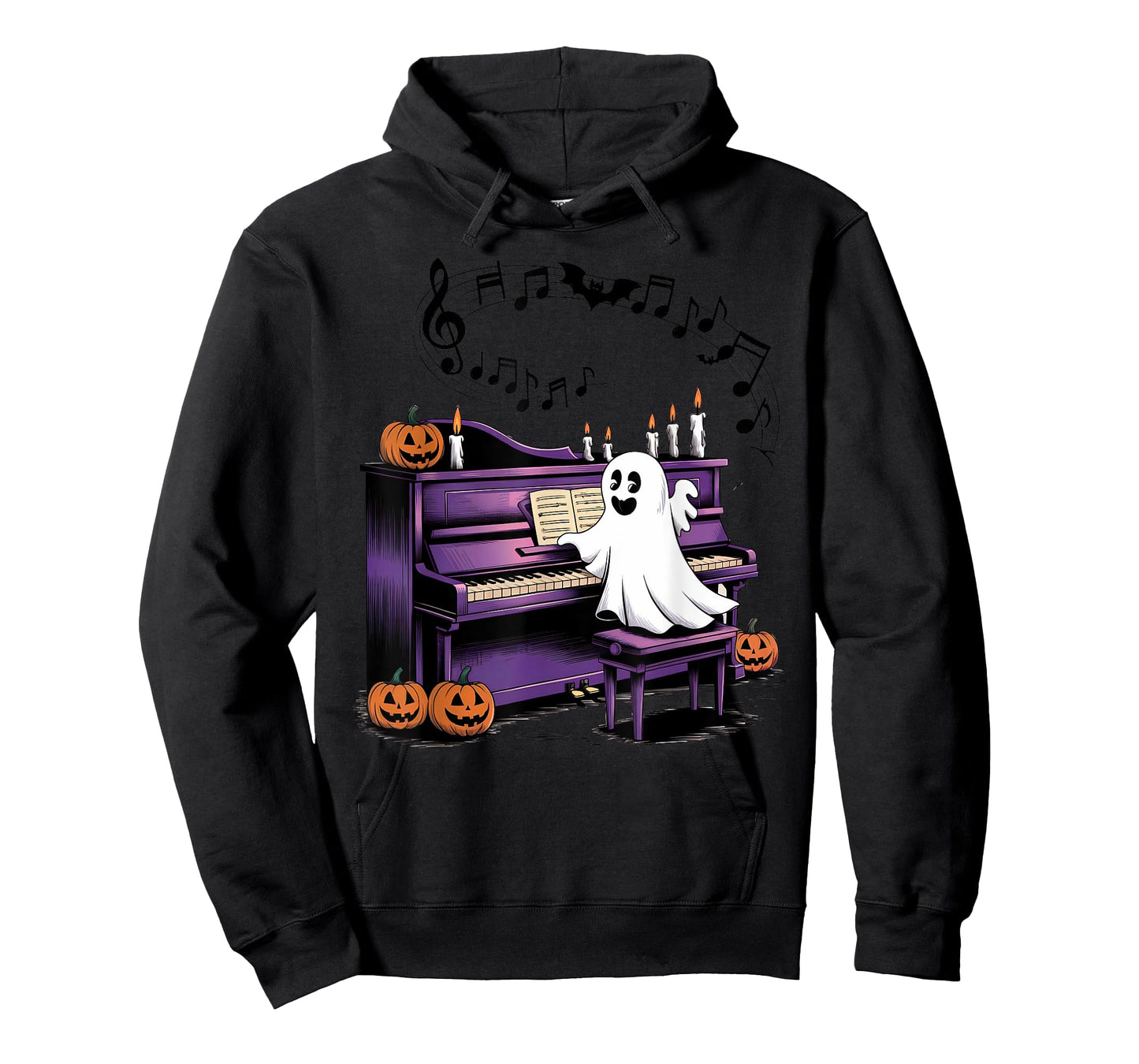 Spooky Halloween Ghost Playing Piano Pianist Musical Lovers T-Shirt