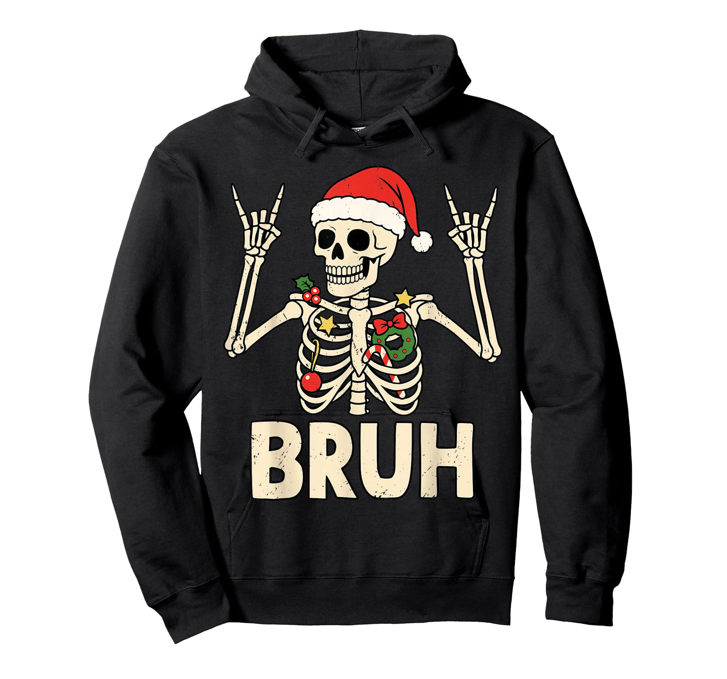Christmas Bruh Rocker Skeleton Funny Xmas Men Women Kids T-Shirt