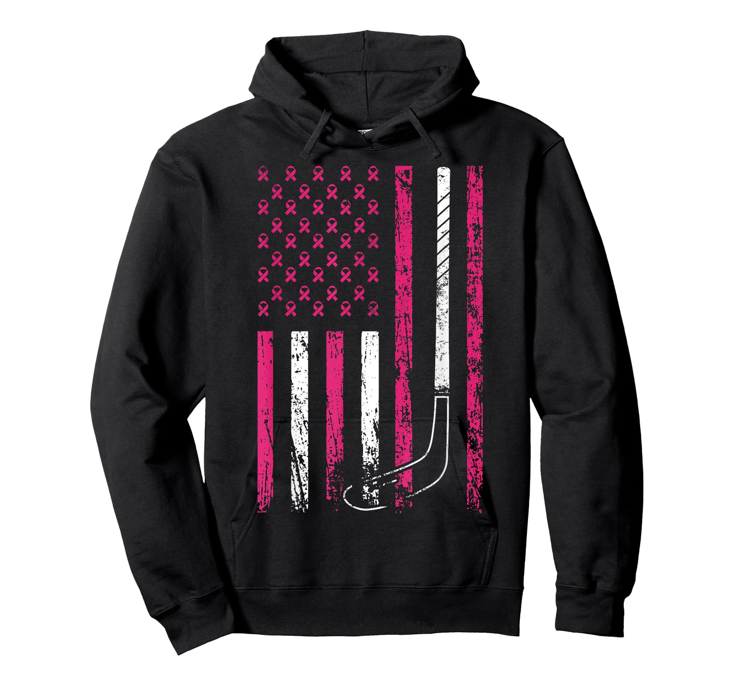 American Sports Flag Breast Cancer Awareness Ice Hockey T-Shirt