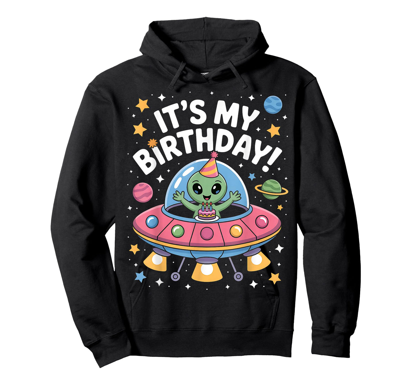It's My Birthday Cute Alien UFO Ship in Space Funny Alien T-Shirt