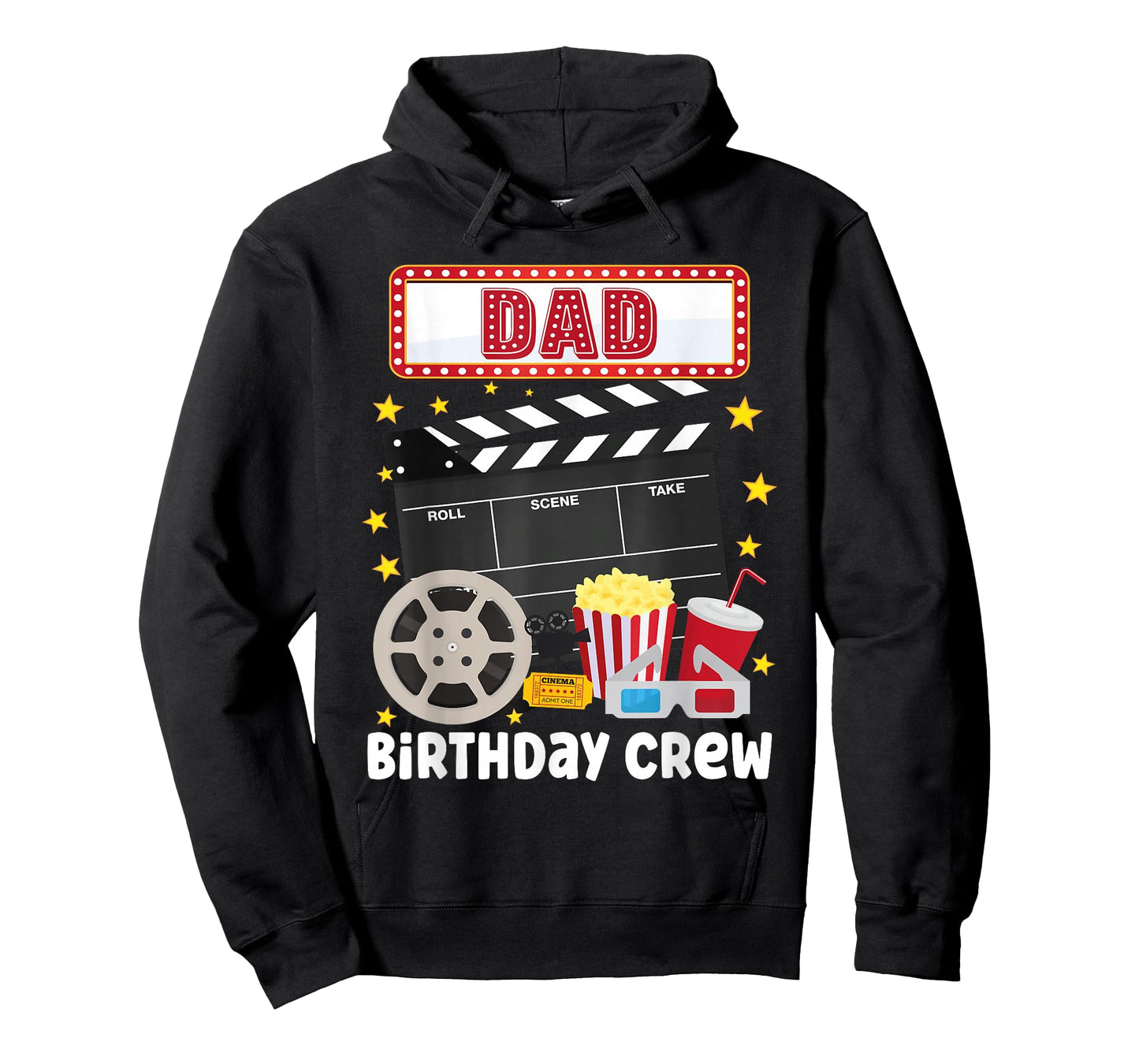 Dad Birthday Crew Movie Night Theme Matching Party T-Shirt