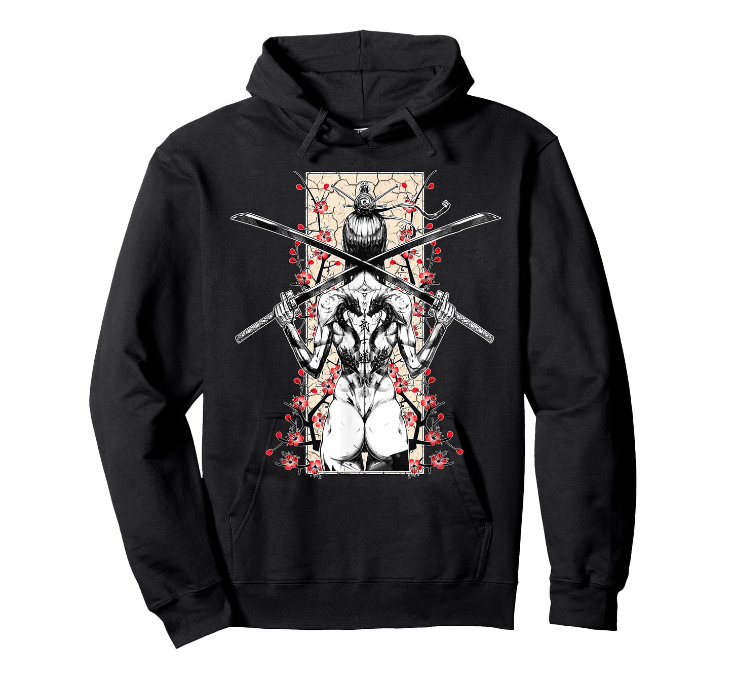 Japanese Samurai Girl and Vintage Sakura Cherry Blossom Gift T-Shirt