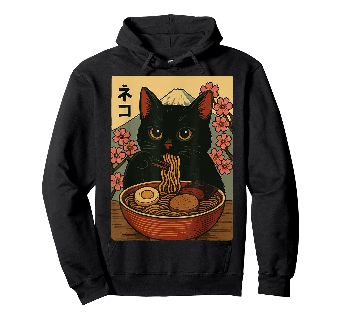 Anime Cat Eating Ramen Retro Kawaii Ramen Cat T-Shirt