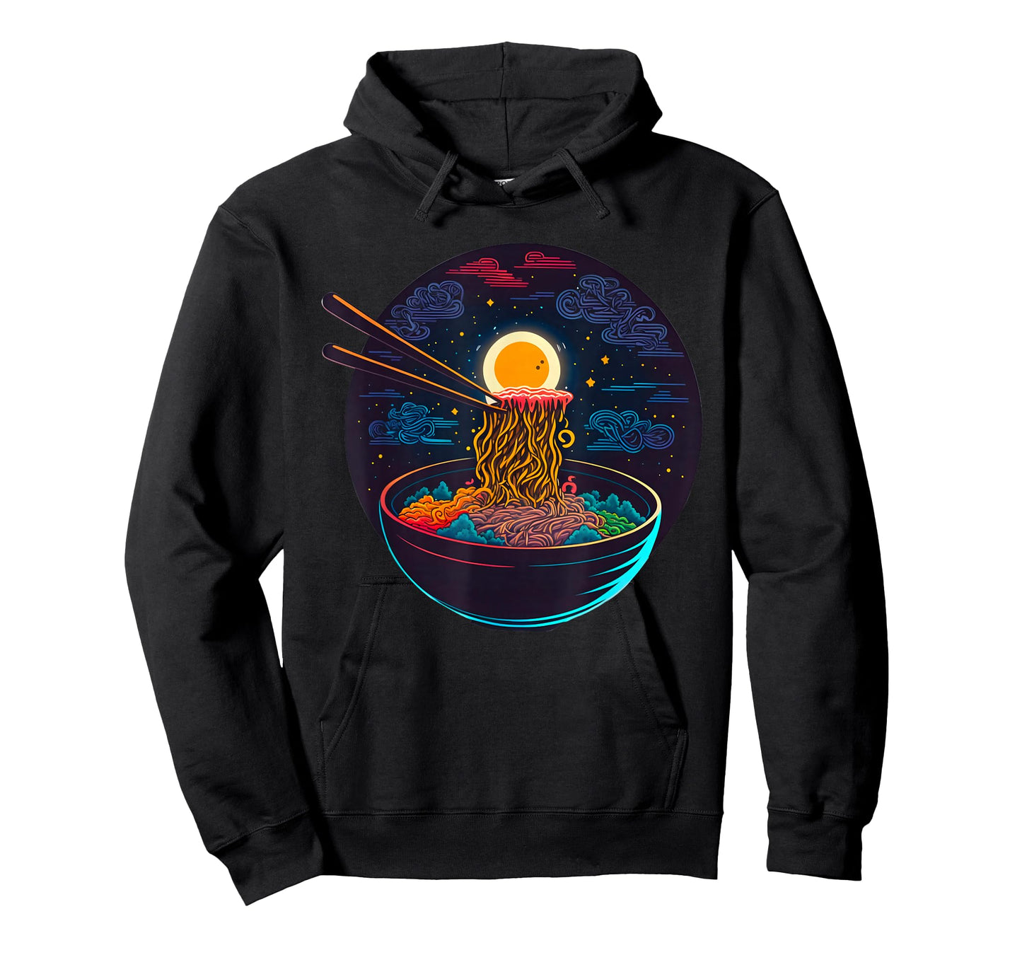 Japanese Moon Ramen Night Graphic Retro Anime Noodles Art T-Shirt