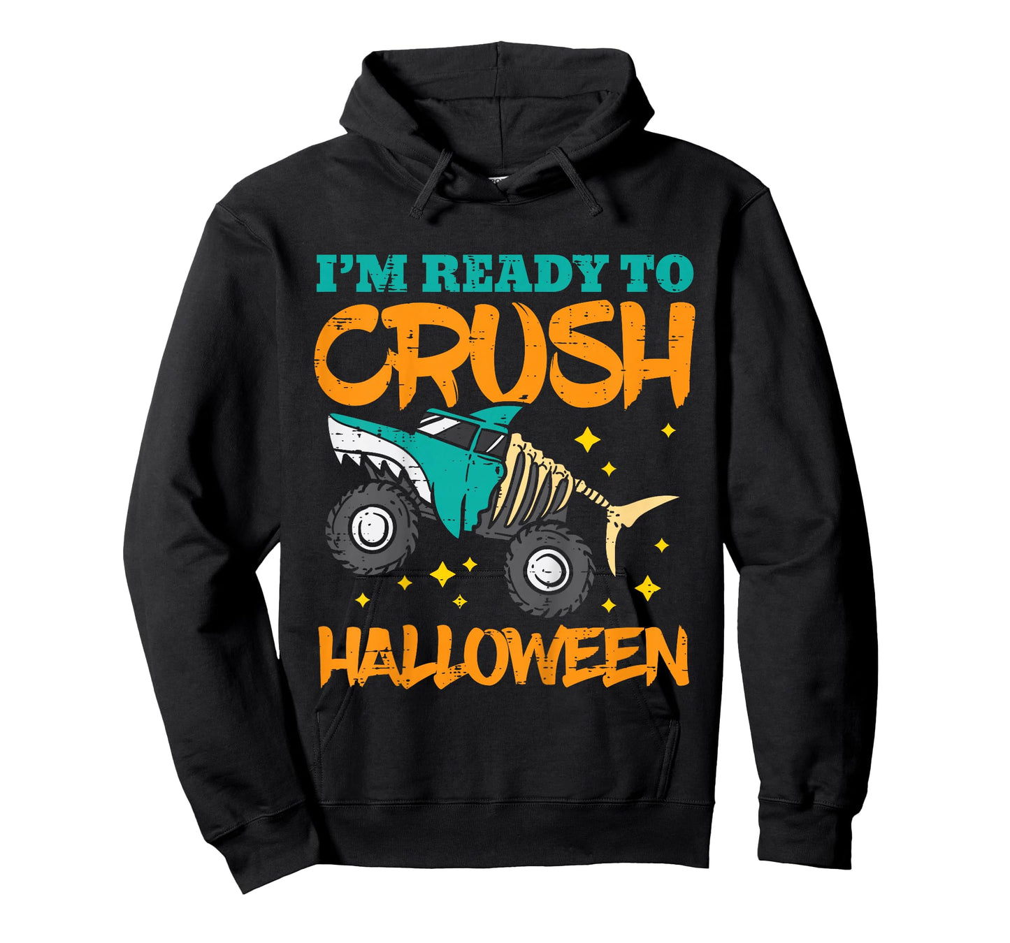 Kids Shark Skeleton Monster Truck Crush Halloween Toddler Boys T-Shirt