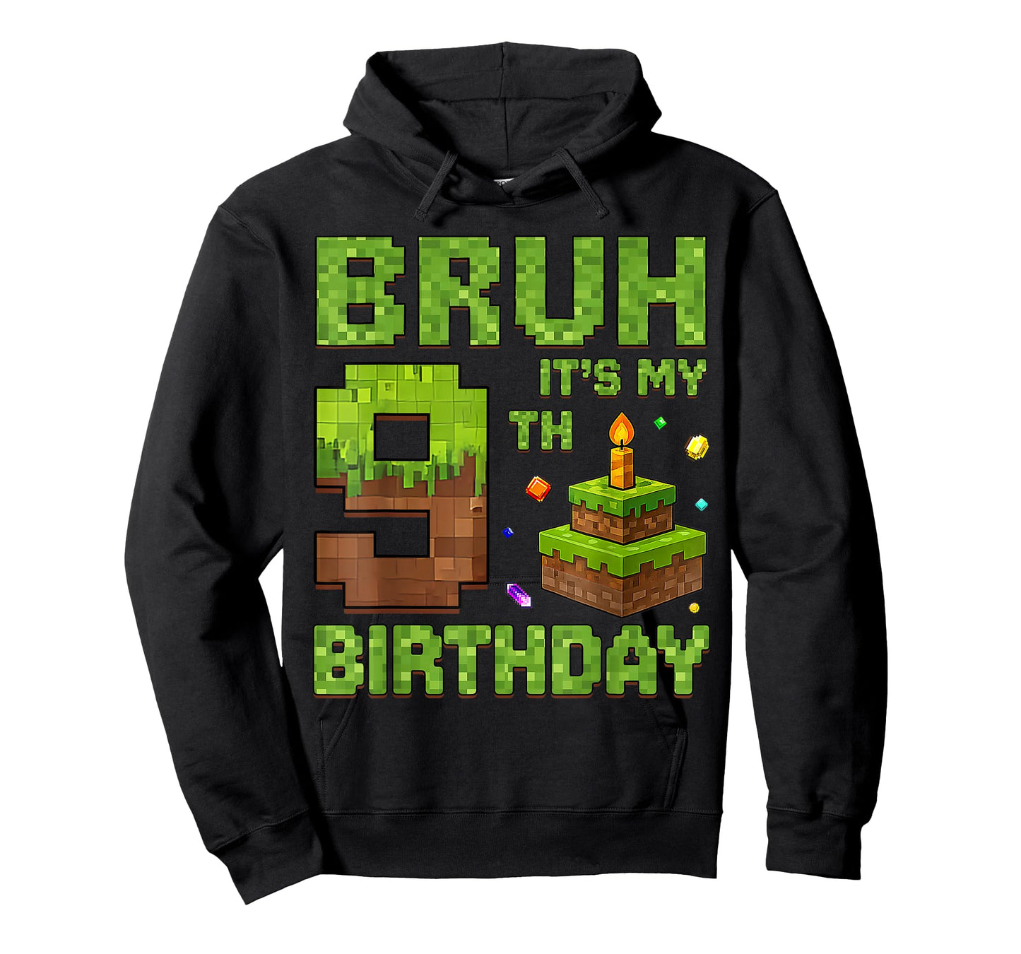 Funny Birthday Boy Bruh It's My 9th Birthday Game Pixel T-Shirt