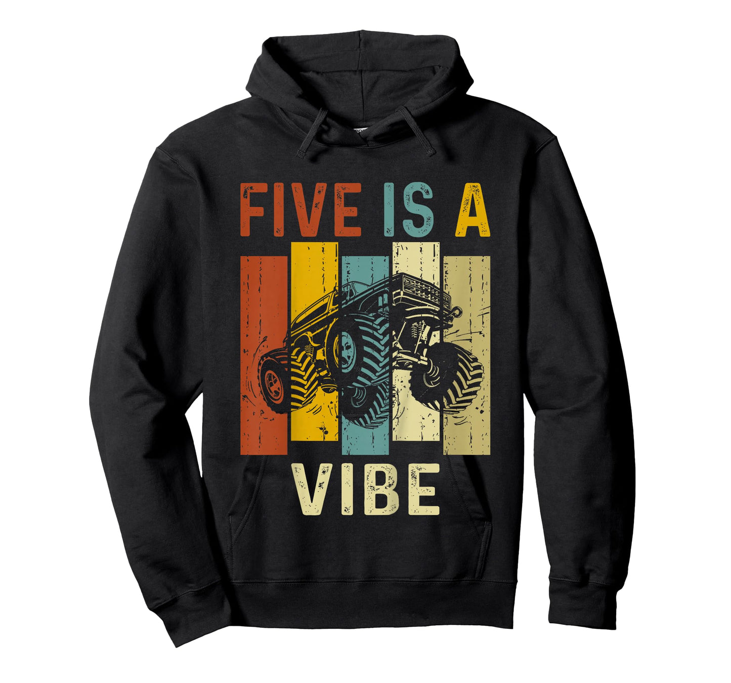 Five Is A Vibe Cute 5th Birthday design Monster 5Years Truck T-Shirt