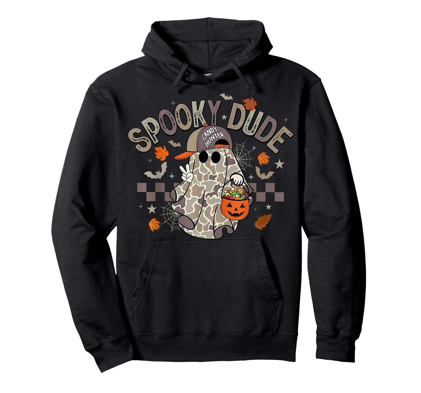 Spooky Dude Camo Halloween Boo Ghost Candy Hunter Boys Kids T-Shirt