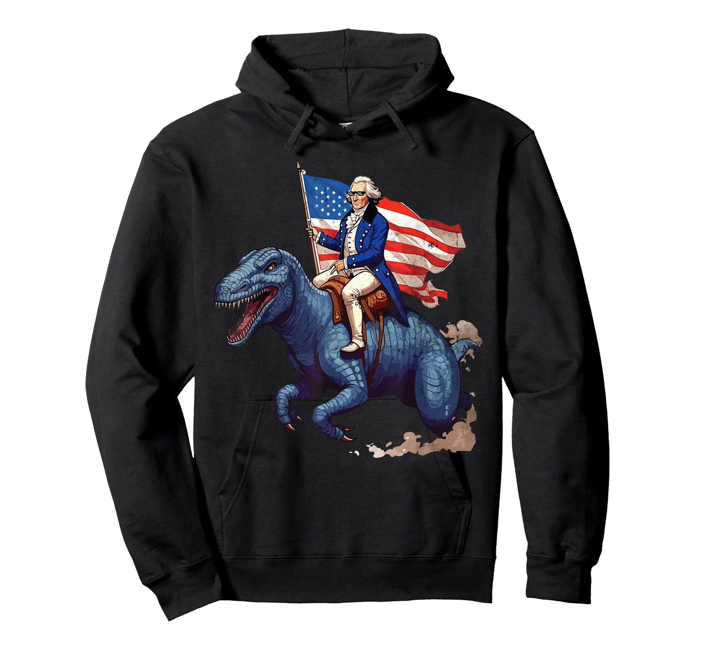 Funny George Washington Riding a Tyrannosaurus Rex Patriotic T-Shirt