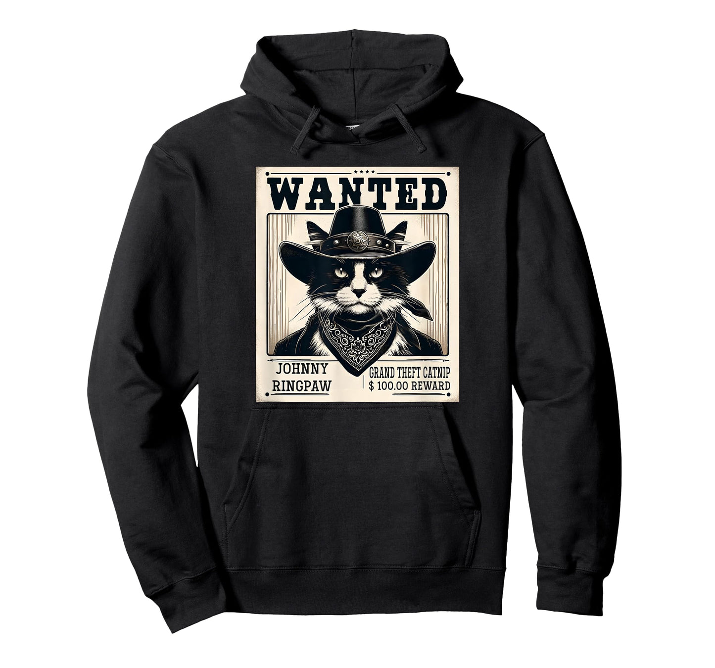 Western Cat Cowboy Mugshot Wanted T-Shirt