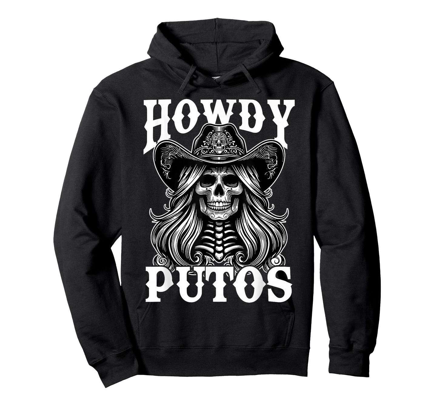 Howdy Putos Vintage Western Cowgirl Skull Spanish Slang T-Shirt
