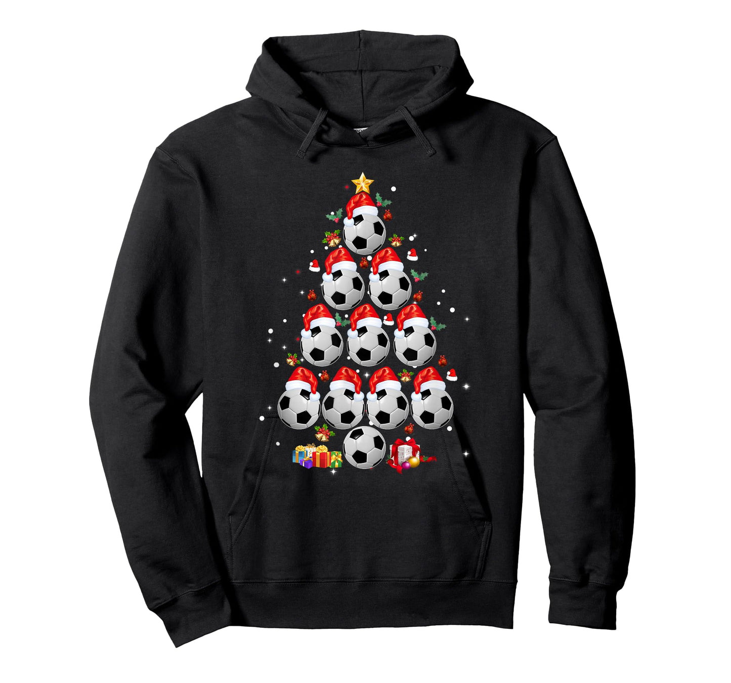 Soccer Balls Christmas Tree Shirt Lights Xmas T-Shirt