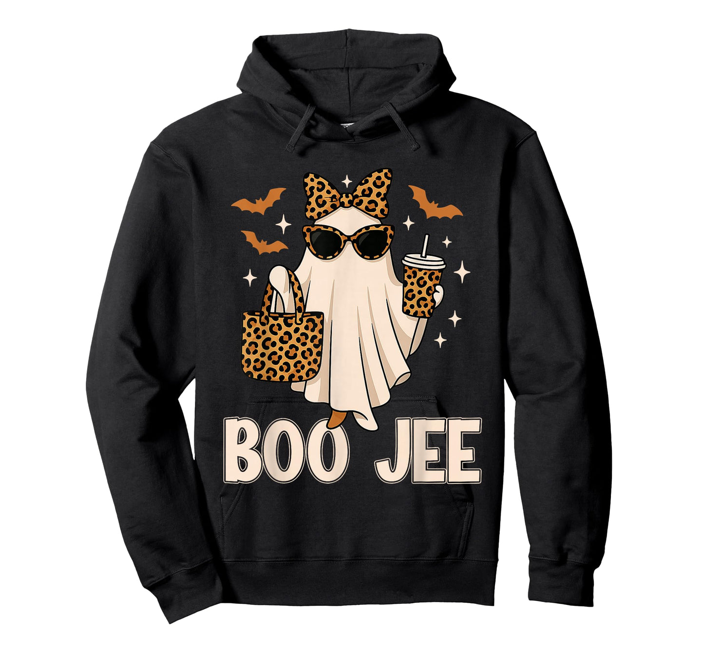 Coquette Leopard Ghost Coffee Boo JEE Halloween Boujee Ghost T-Shirt
