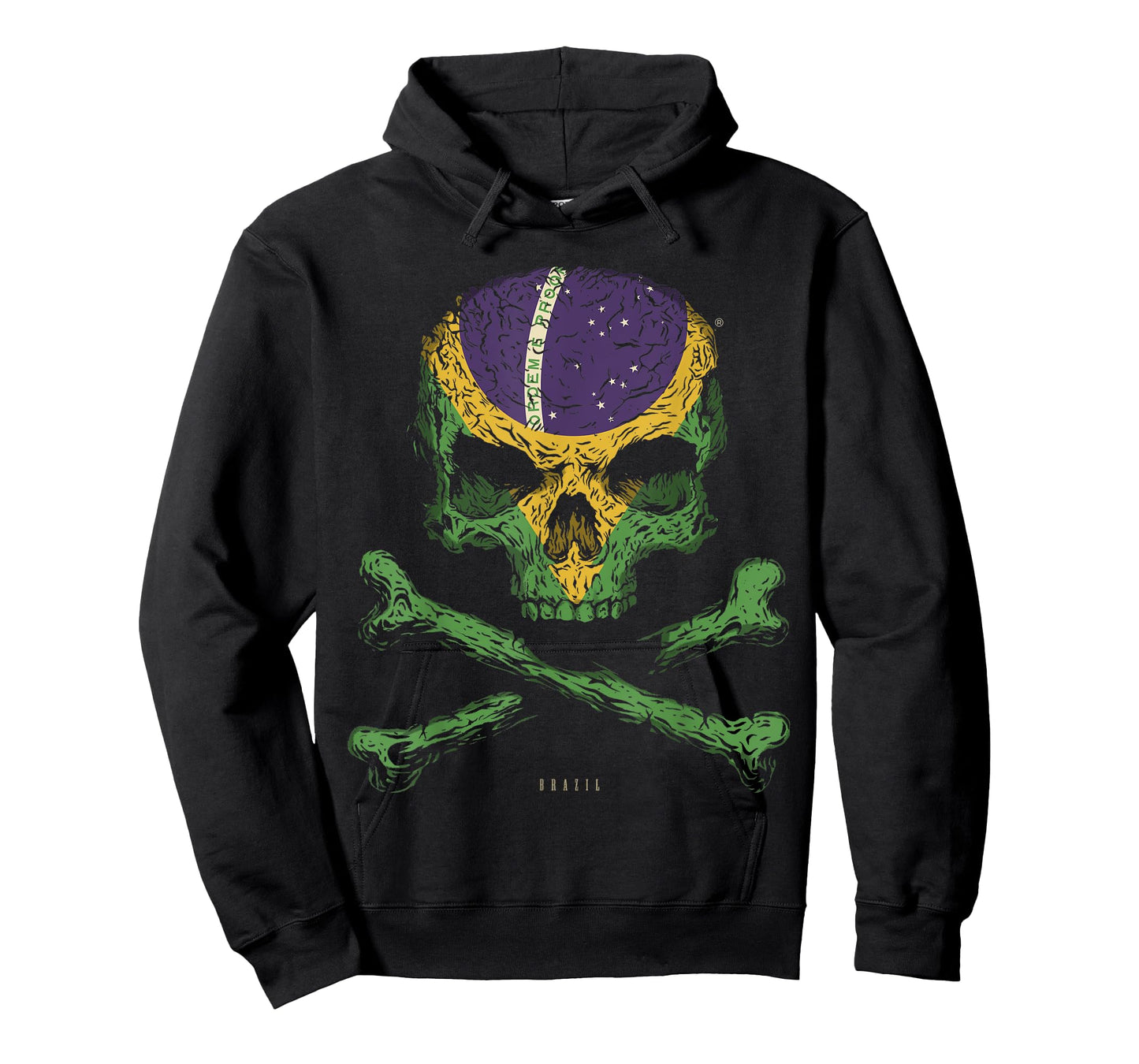 SKULL CROSSBONES BRAZIL Flag Skeleton Brazilian Heart T-Shirt