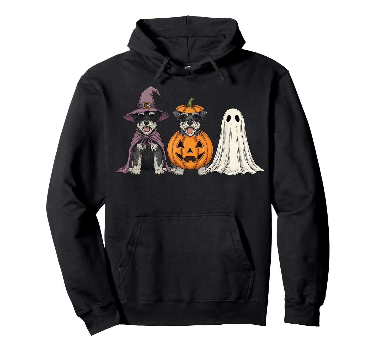 Spooky Ghost Miniature Schnauzer Pumpkin Halloween Dog Lover T-Shirt
