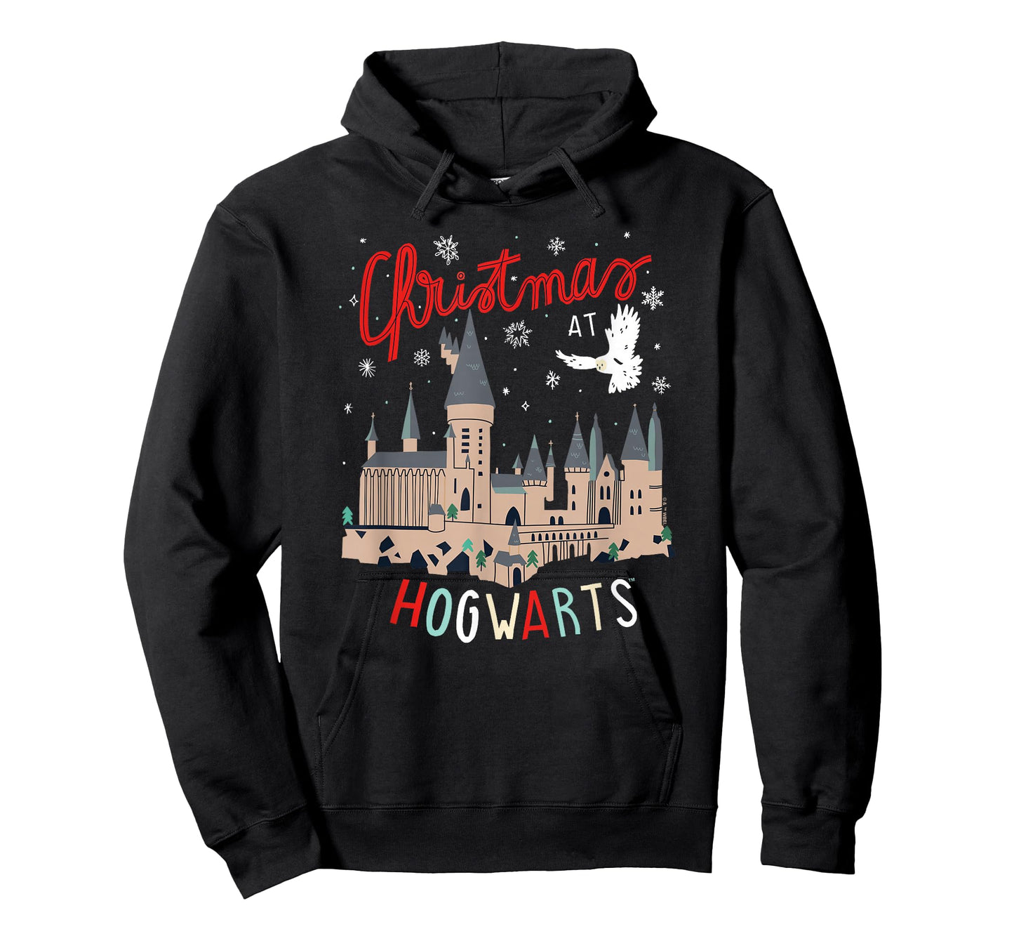 Harry Potter Unisex-Adults Kids Christmas Hogwarts T-Shirt, Black, Small