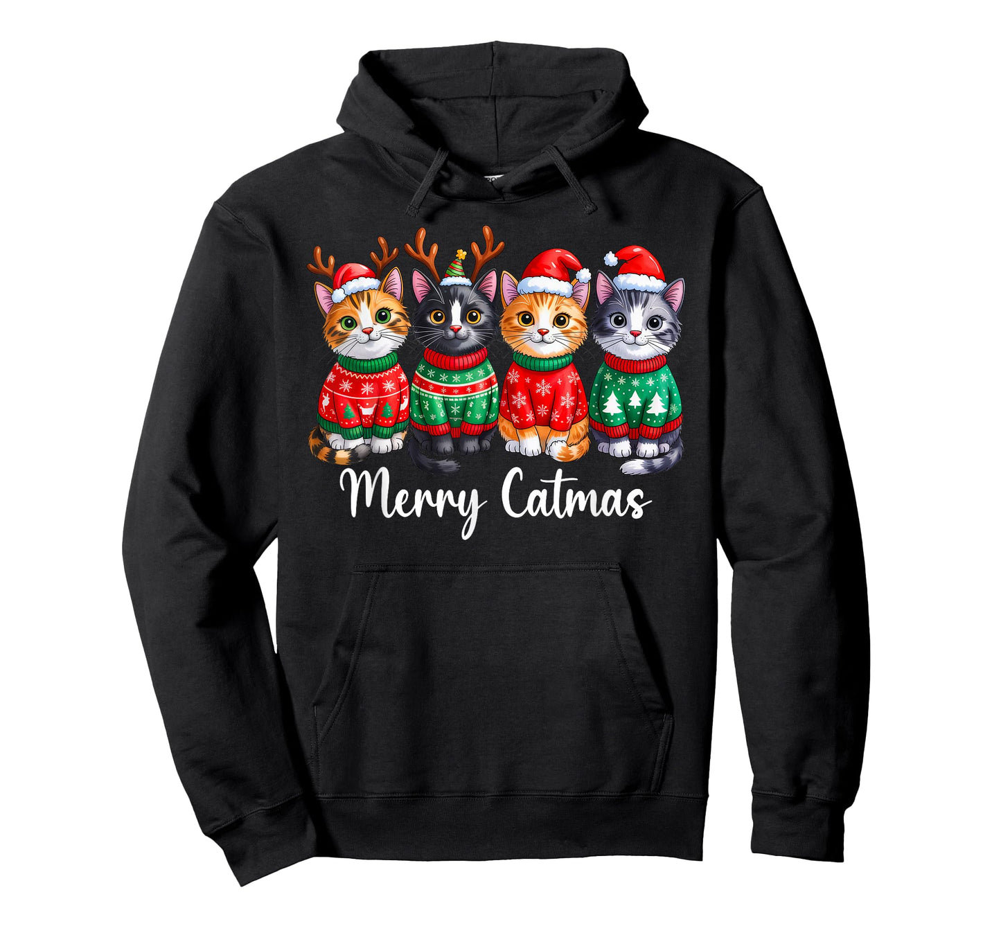 Merry Catmas Santa Reindeer Christmas Cat Lover Xmas Pajamas T-Shirt