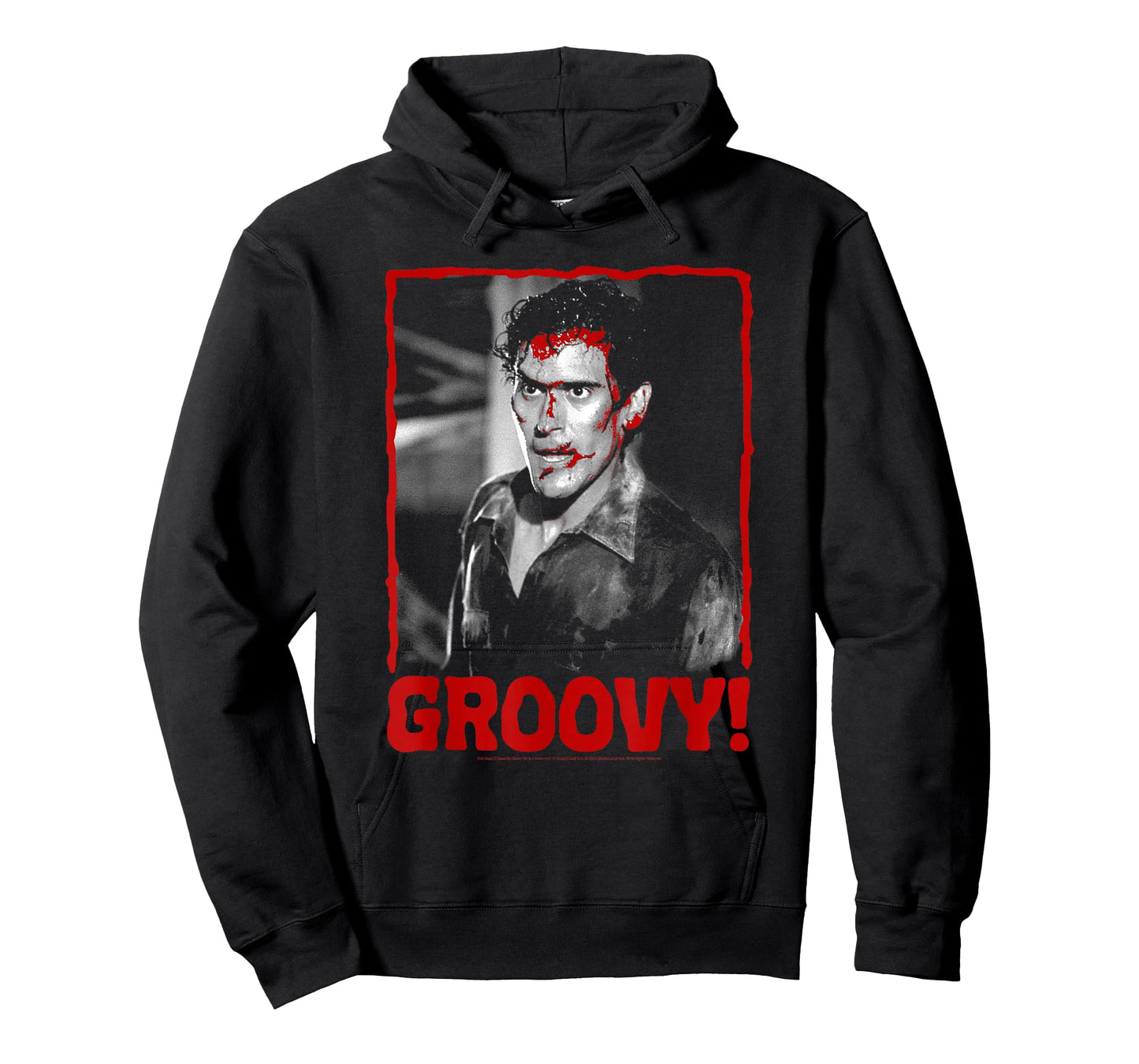 Evil Dead 2 Ash Bloody Groovy Photo Retro Horror Movie T-Shirt