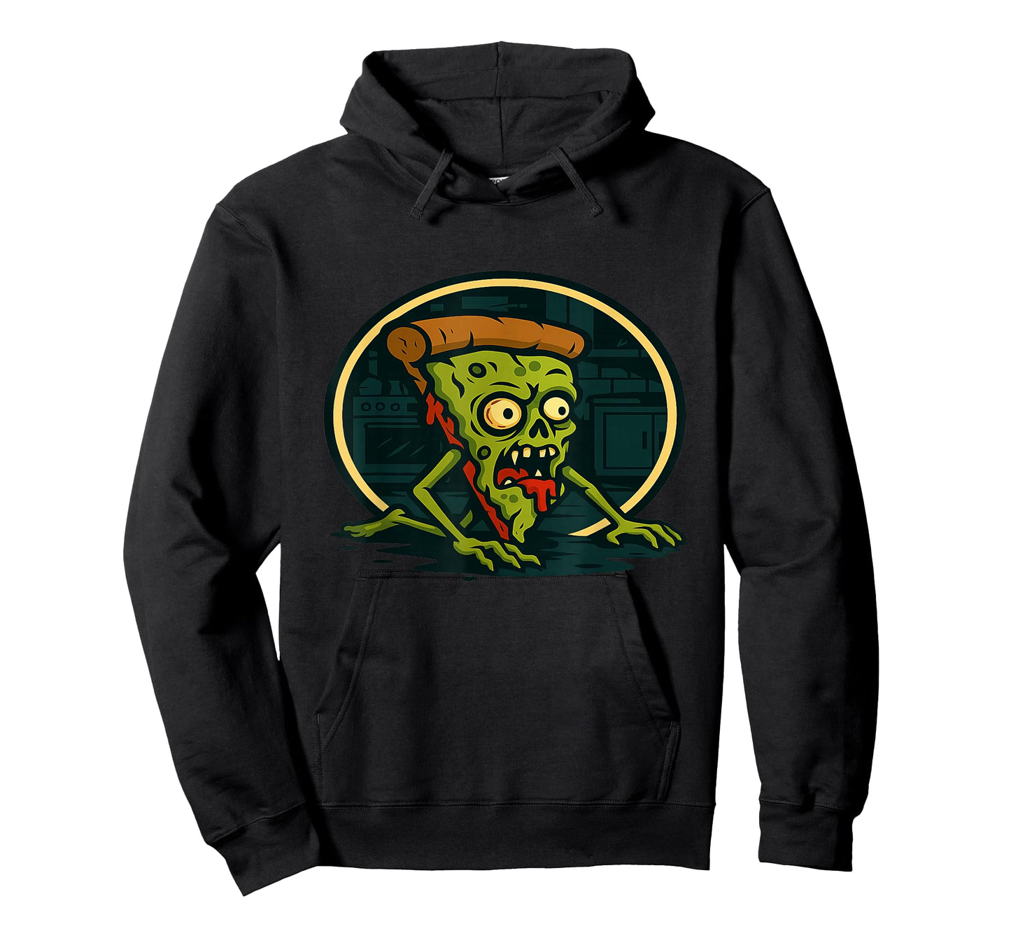 Gory Zombie Pizza Slice Creepy Horror Halloween Artwork T-Shirt