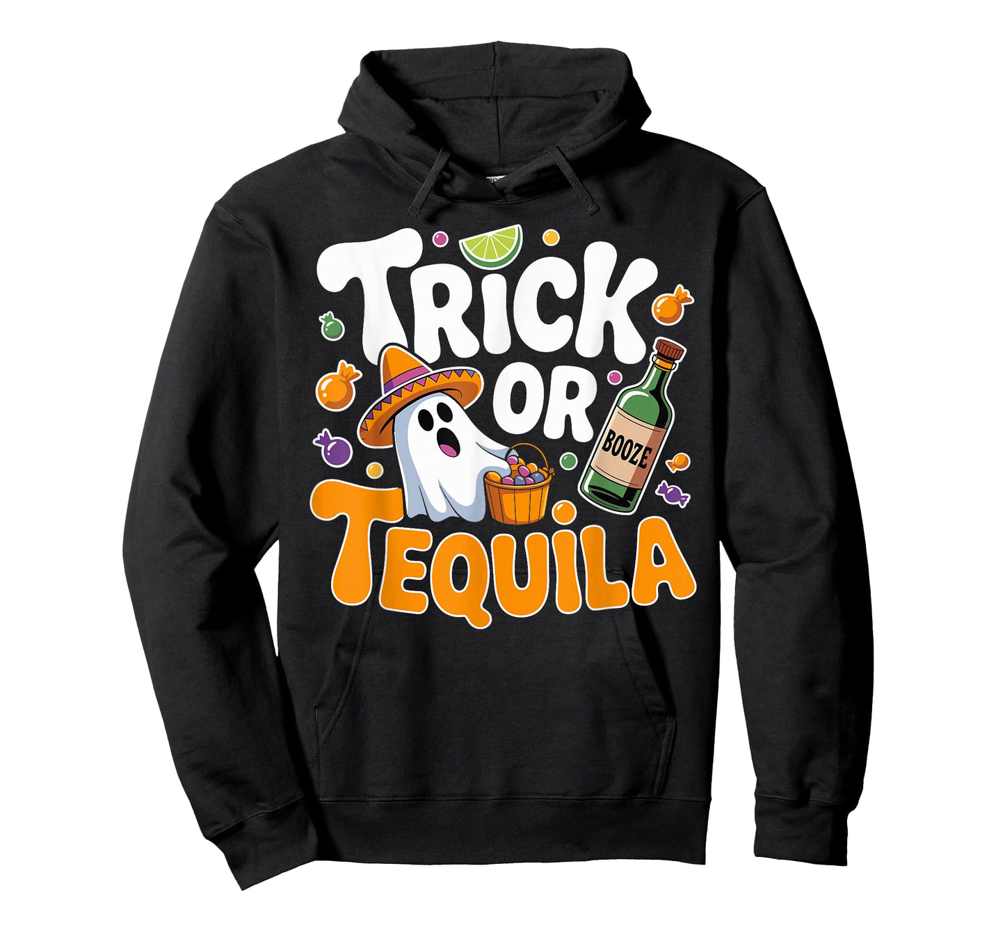 Trick Or Tequila Halloween Ghost Drinking T-Shirt