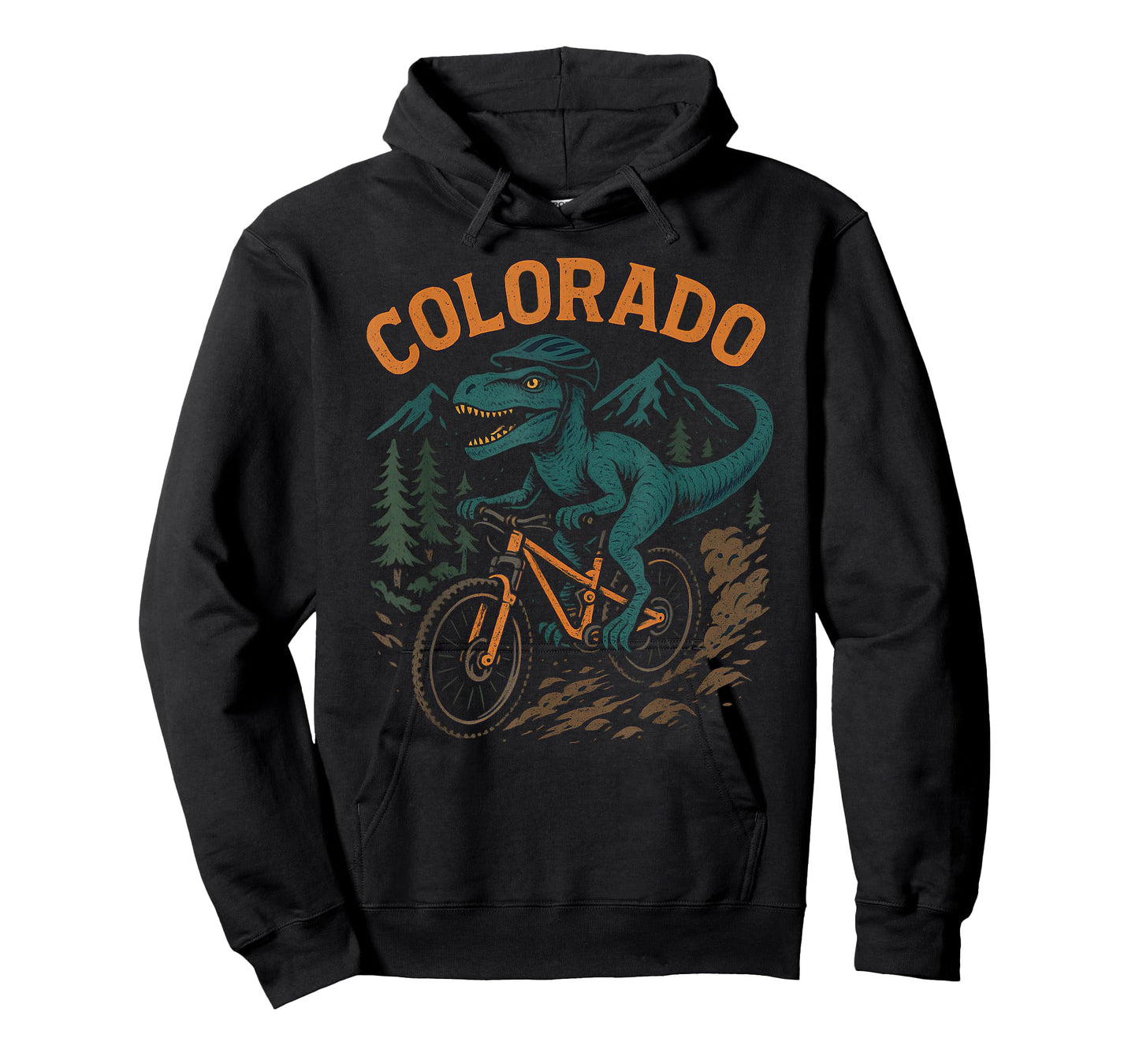 Colorado Mountain Biking T-Rex Dinosaur Funny Cycling Design T-Shirt
