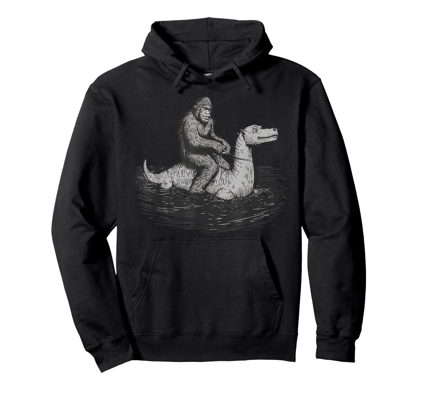 Bigfoot Sasquatch Riding The Loch Ness Monster Funny BigFoot T-Shirt