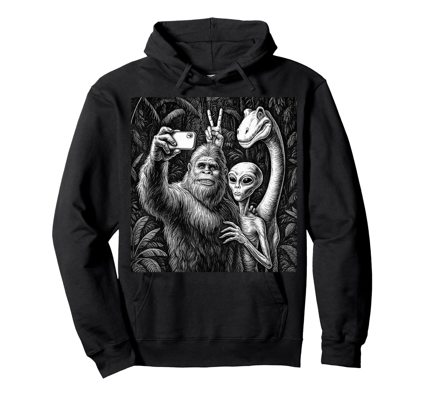 Funny Bigfoot Sasquatch Selfie Alien Loch Ness Humor T-Shirt