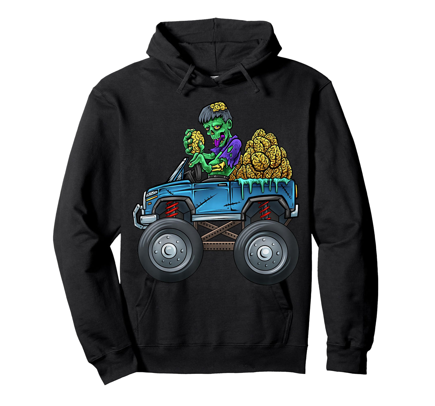 Monster Truck Driving Zombie Eating Brains Halloween Truck T-Shirt