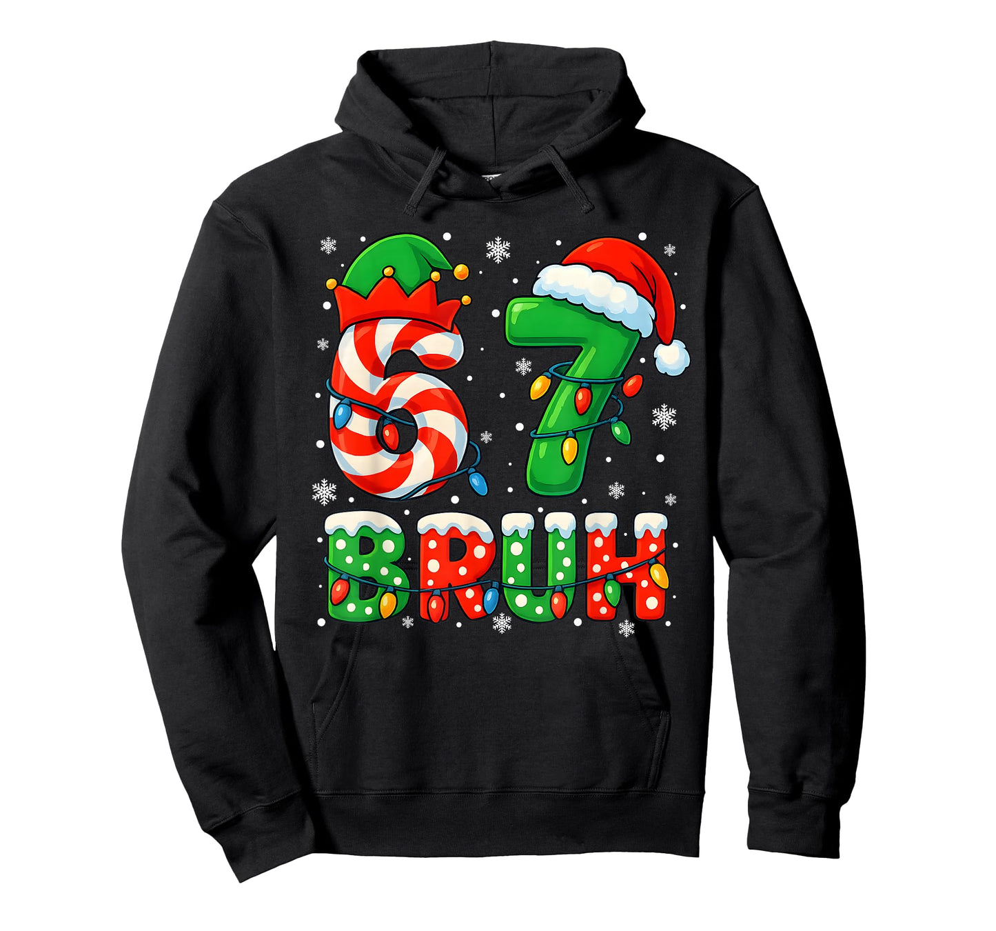 67 Six Seven Bruh 6 7 Meme Funny Christmas Santa Elf Candy T-Shirt