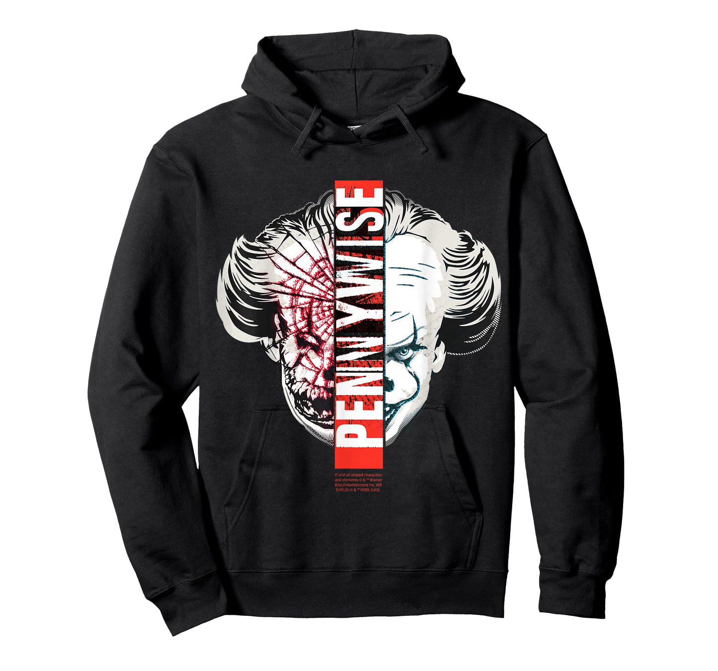 Pennywise Horror Clown Graphic Split Face Design T-Shirt