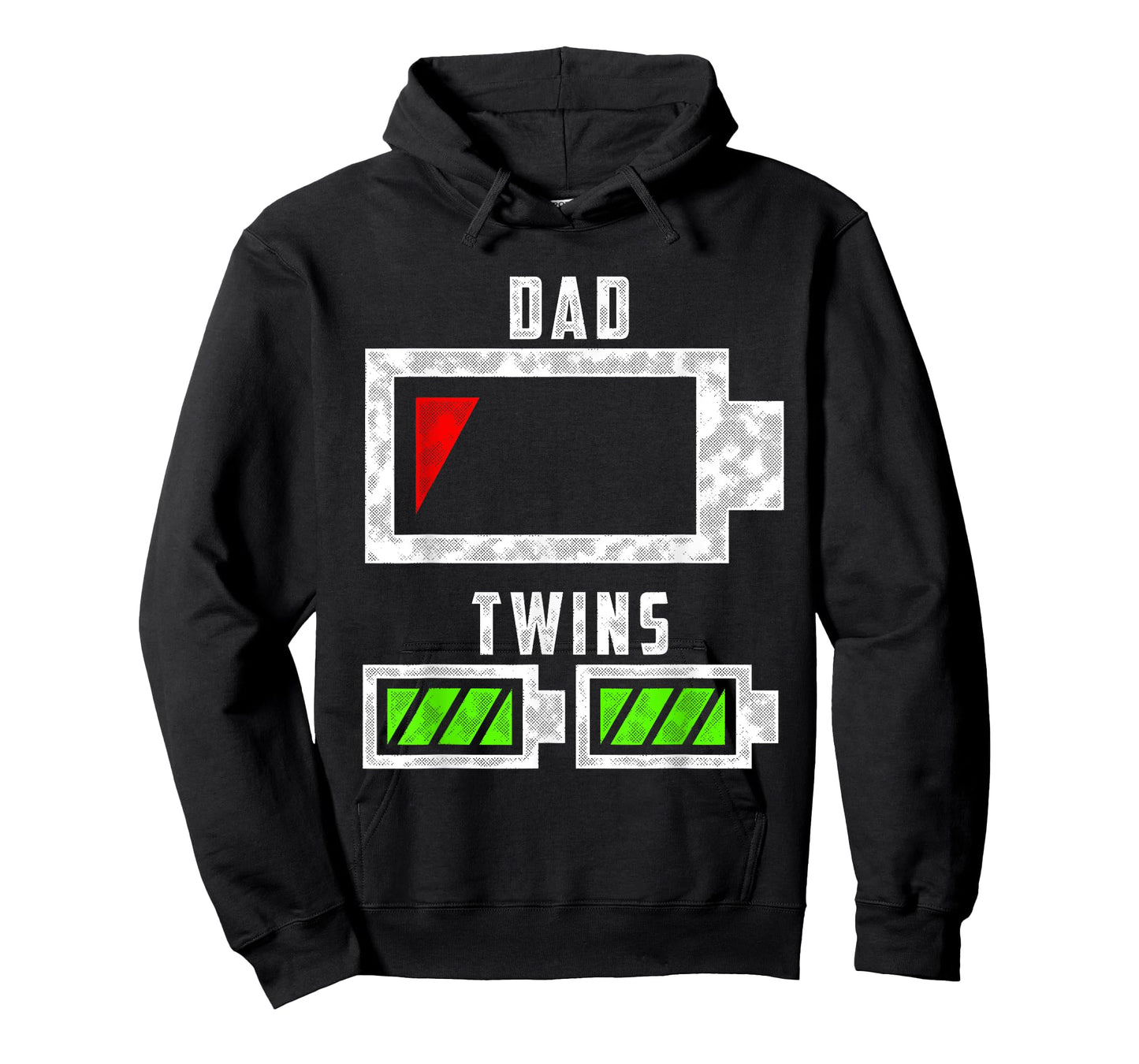 Tired Twin Dad Low Battery Dad of Twins Funny Dad T-Shirt