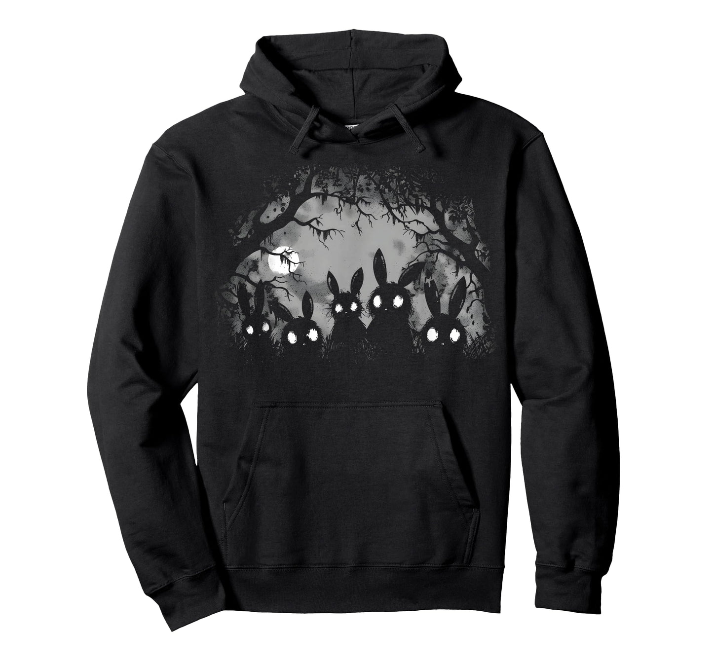 Creepy Cute Bunny Rabbits Alt Goth Grunge Horror Aesthetic T-Shirt, Small, Black