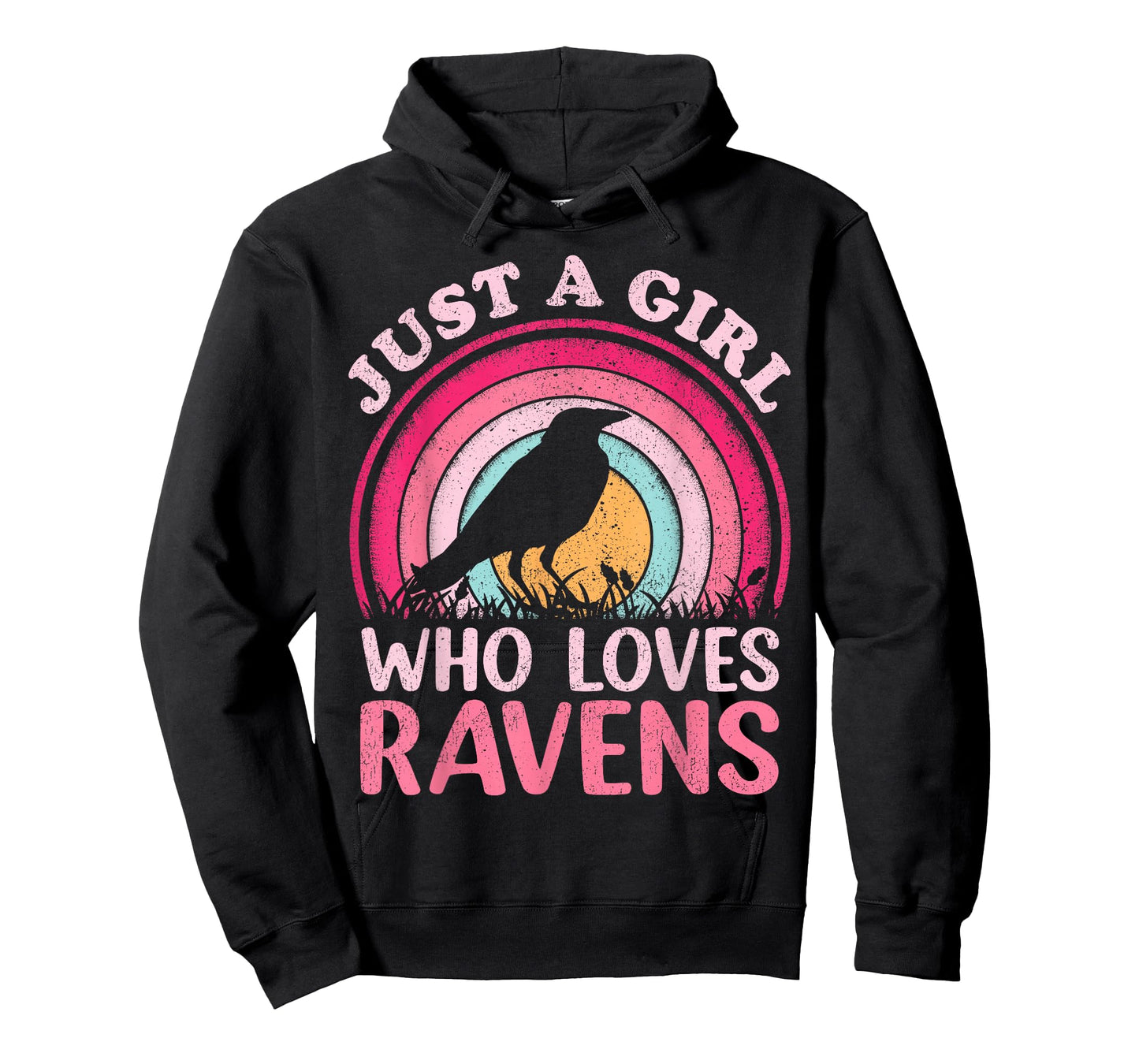 Raven Bird Vintage Retro Just A Girl Who Loves Ravens T-Shirt