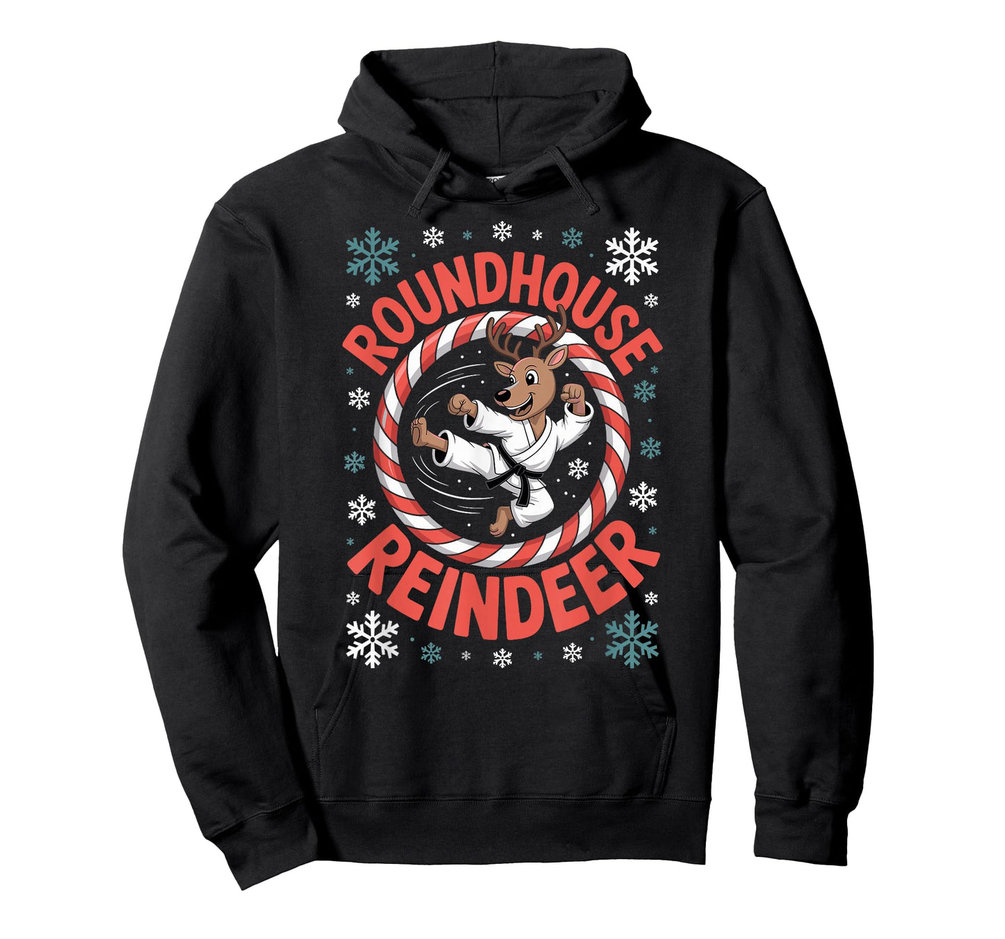 Funny Roundhouse Reindeer Christmas Martial Arts T-Shirt
