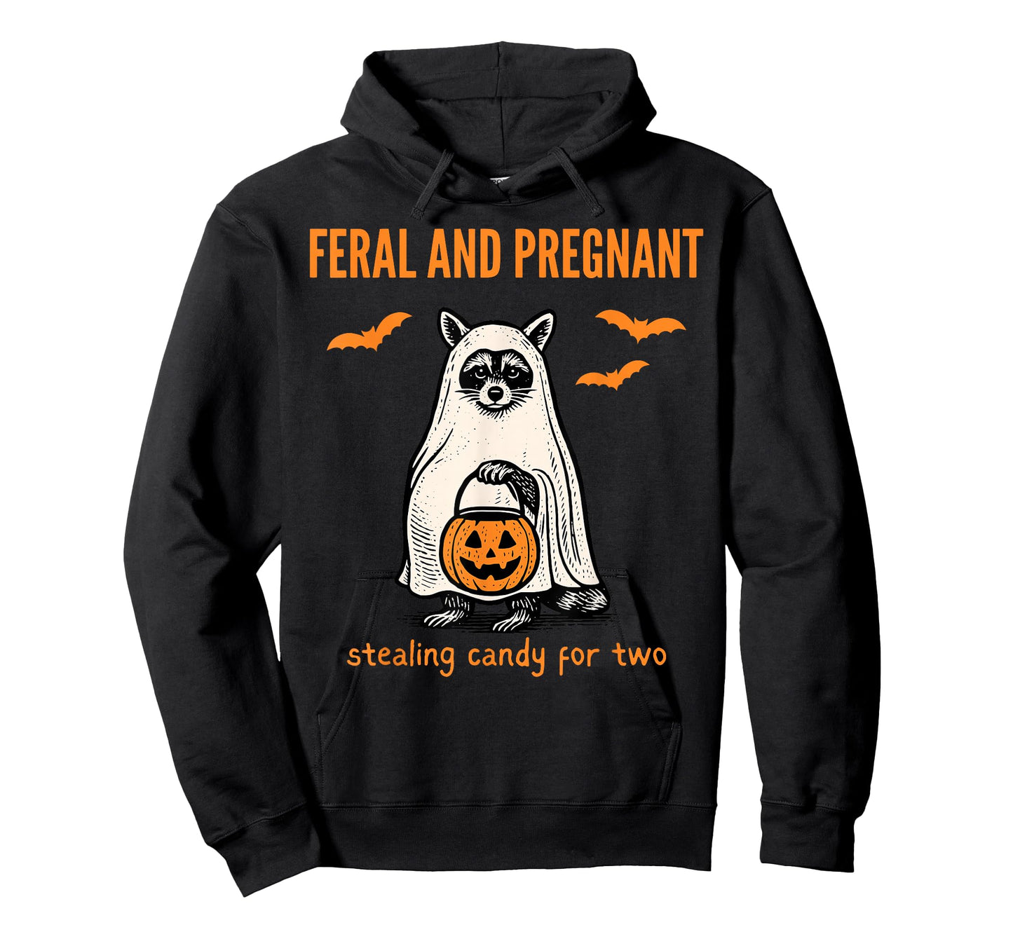 Feral and Pregnant Ghost Raccoon Halloween Fall Announcement T-Shirt