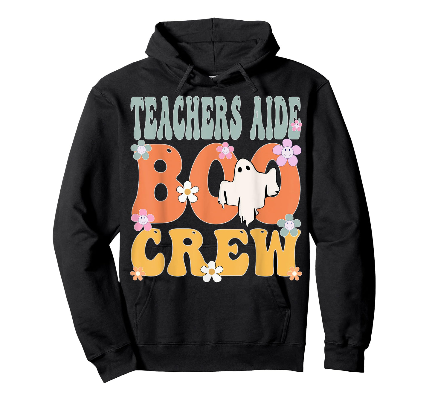 Teachers Aide Boo Crew Ghost Groovy Halloween For Women T-Shirt