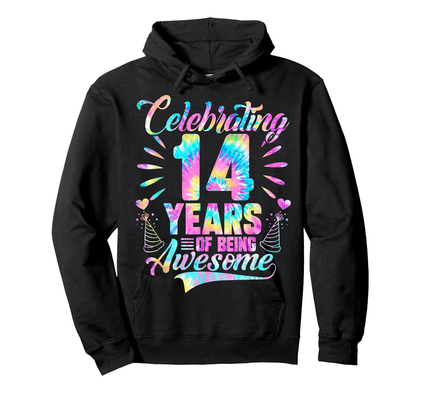 Celebrating 14 Year Of Being Awesome With Tie-dye Graphic T-Shirt