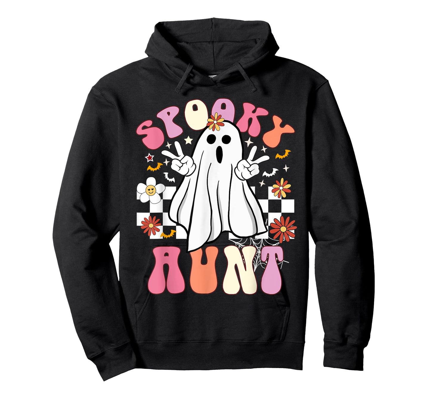 Spooky Aunt Floral Ghost Hippie Halloween Spooky Family T-Shirt
