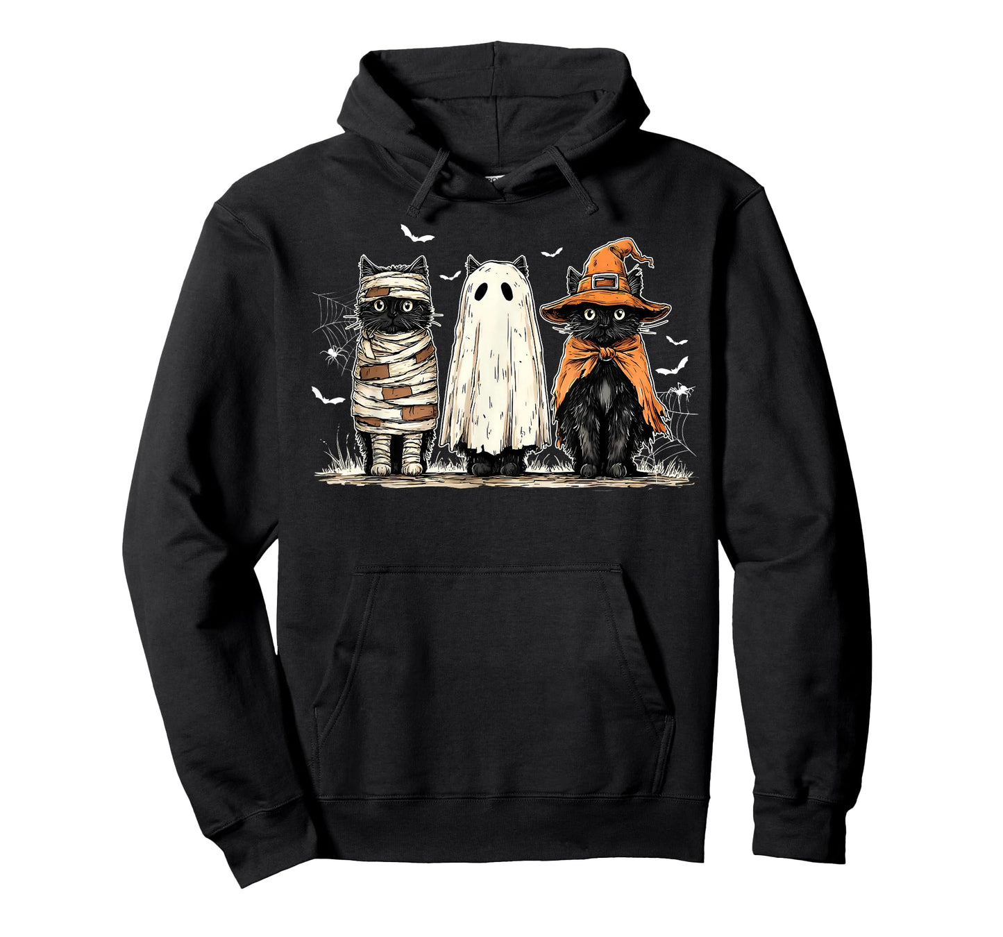 Black Cat Spooky Season Ghost Witch Mummy Funny Halloween T-Shirt