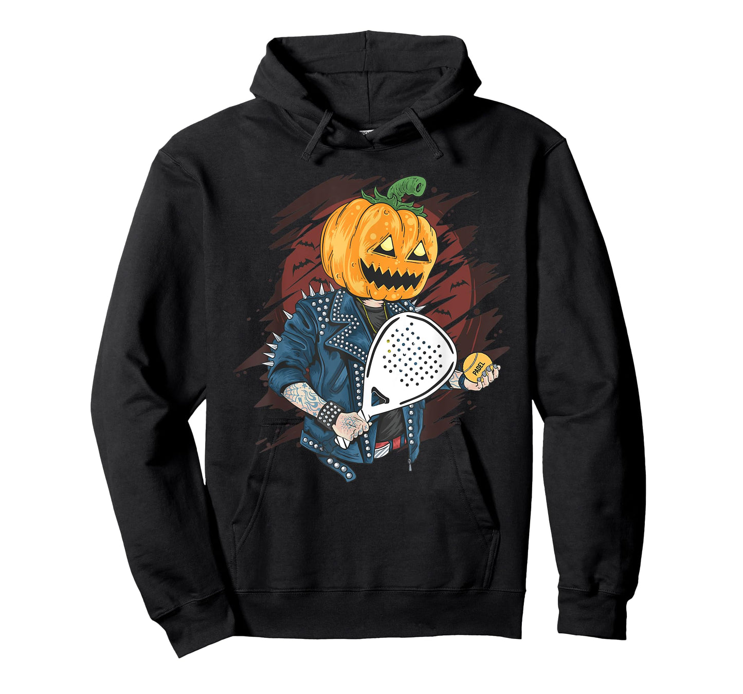 Padel Halloween Pumpkin holding a Paddle Tennis Racket T-Shirt