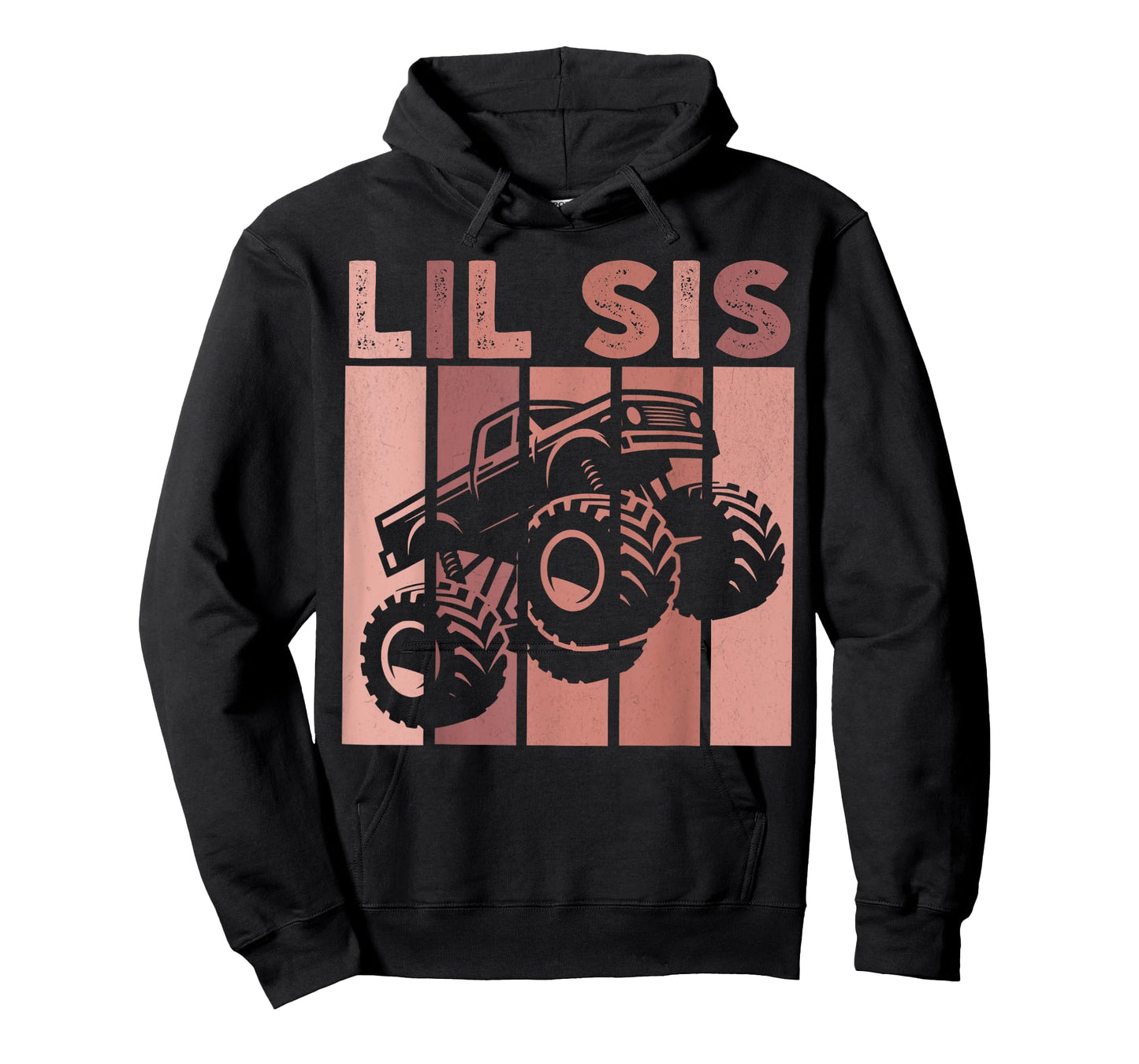Little Sister Monster Truck Retro Lil Sis Matching Sibling T-Shirt