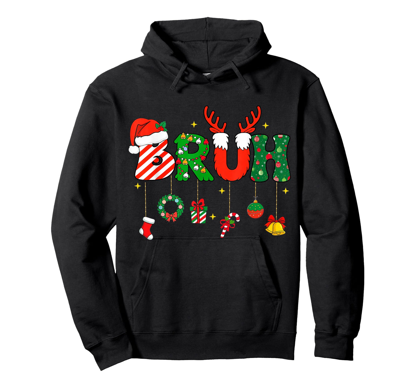 Bruh Funny Christmas Red Plaid Teens Boys Kids Xmas Pajamas T-Shirt