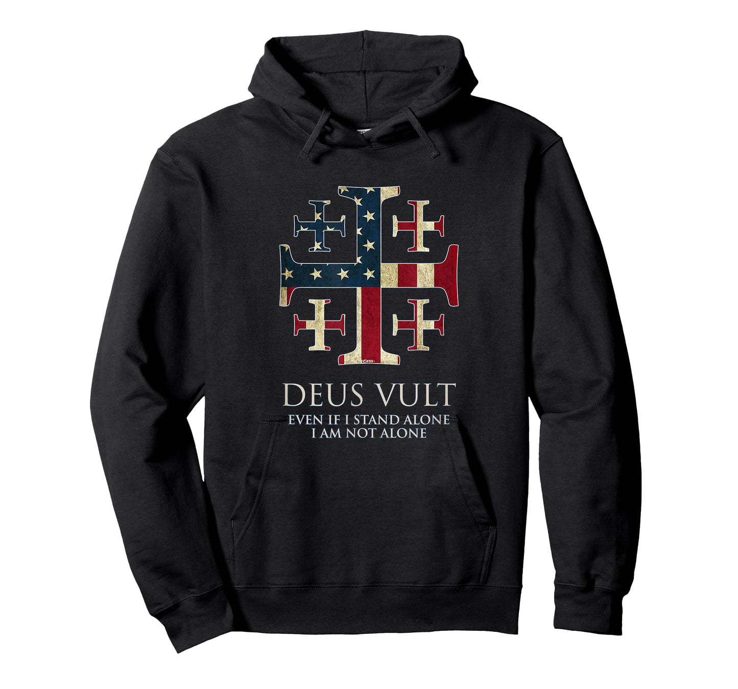 Deus Vult, I Am Not Alone, Isaiah 41:10, Cross, USA Flag T-Shirt