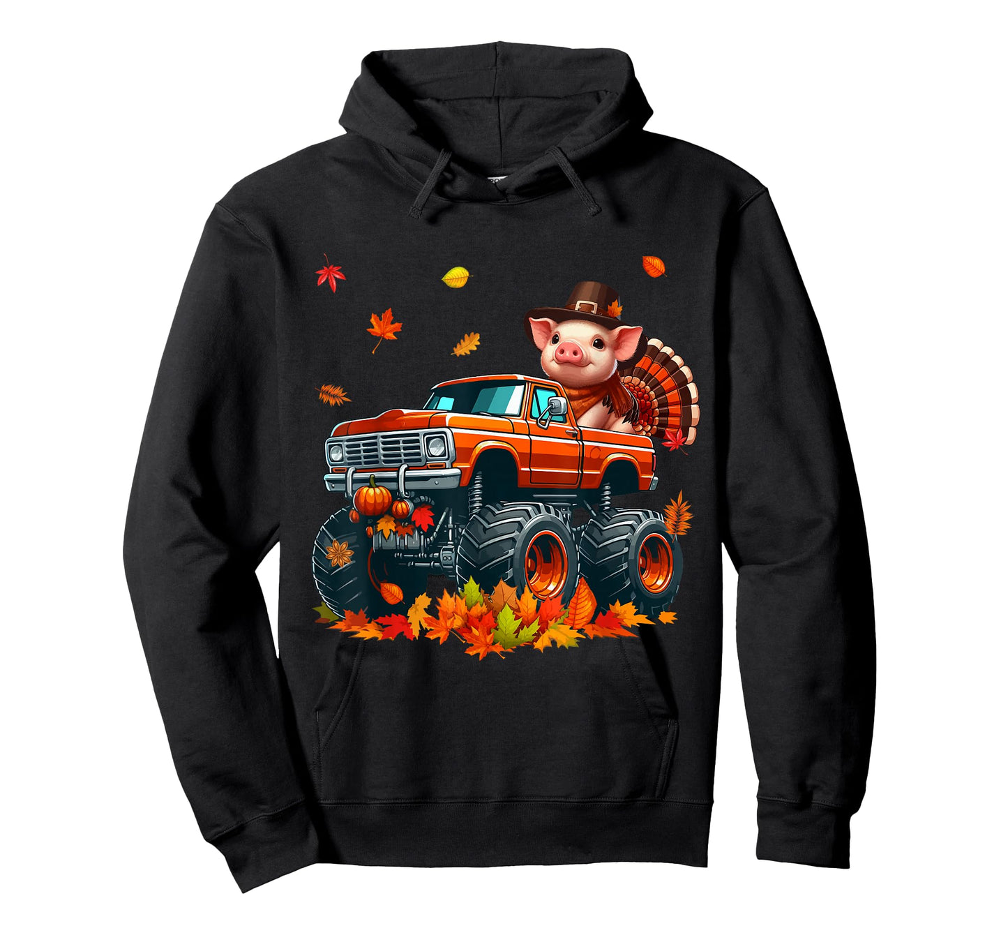 Pig Cosplay Turkey On Monster Truck Thanksgiving Farmer T-Shirt