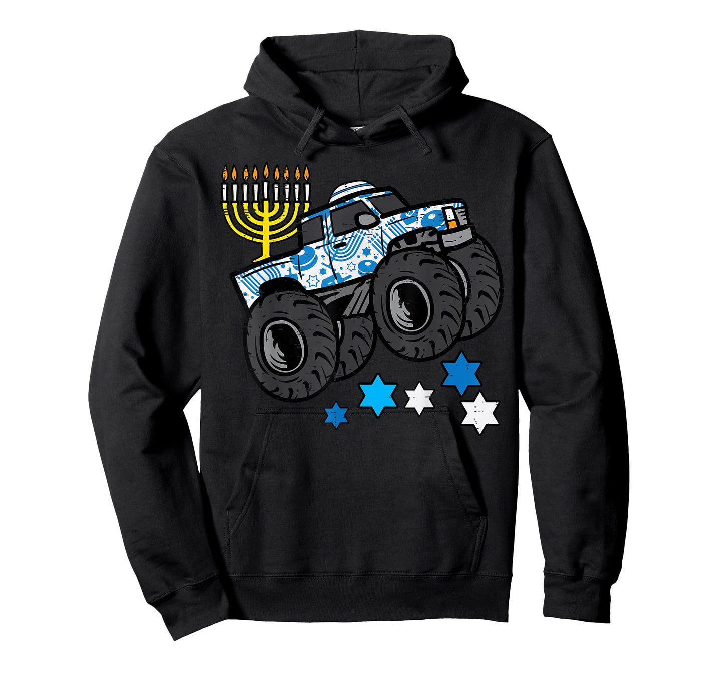 Hanukkah Monster Truck Menorah Chanukah Jewish Boys Kids T-Shirt