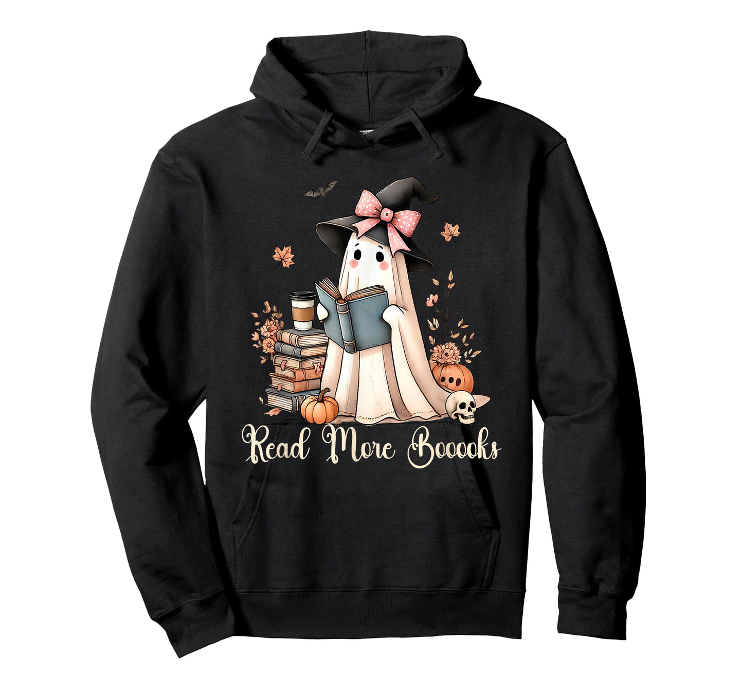 Ghost Reading Book Coquette Bow Halloween Girl Kid Teacher T-Shirt