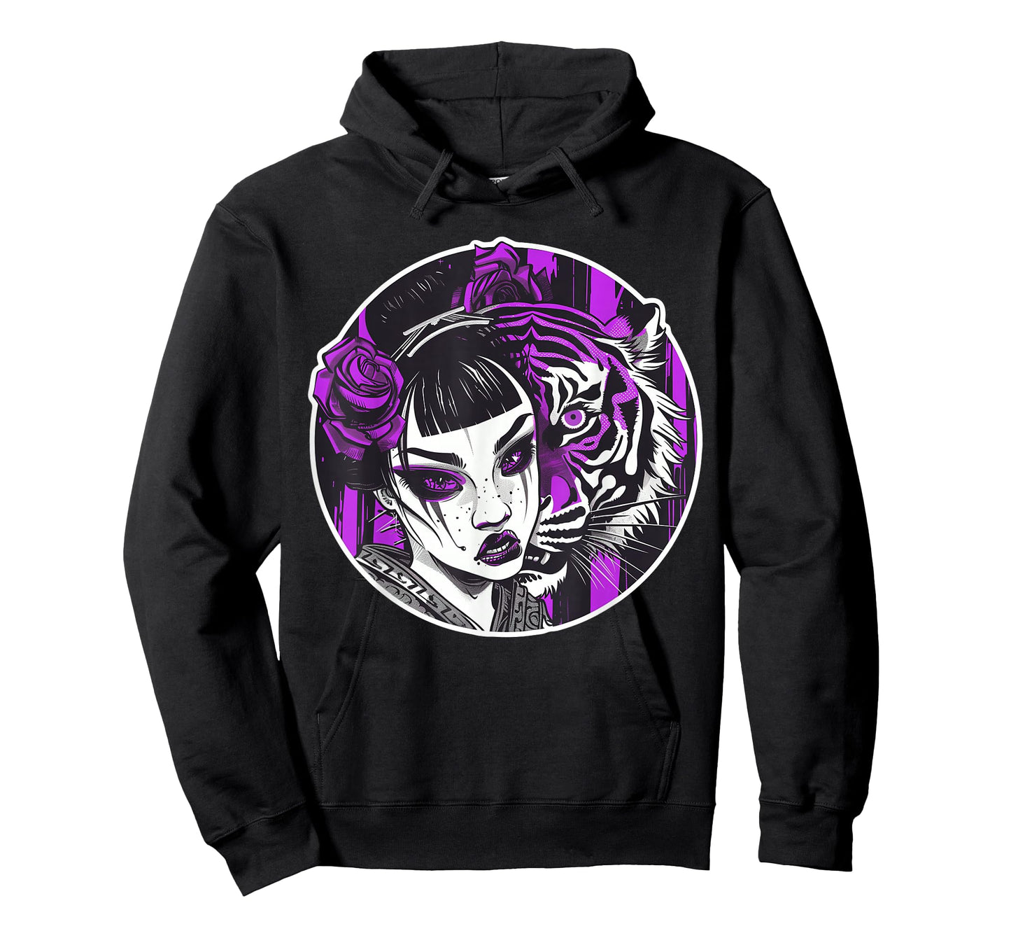 Kawaii Anime Geisha With Tiger Bliss For Otaku Enthusiasts T-Shirt