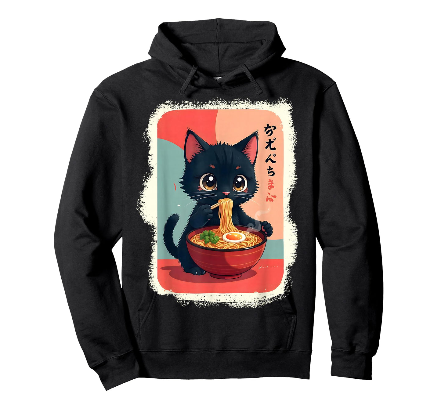 Kitten Eating Japanese Noodles Anime Manga Baby Cat Ramen T-Shirt